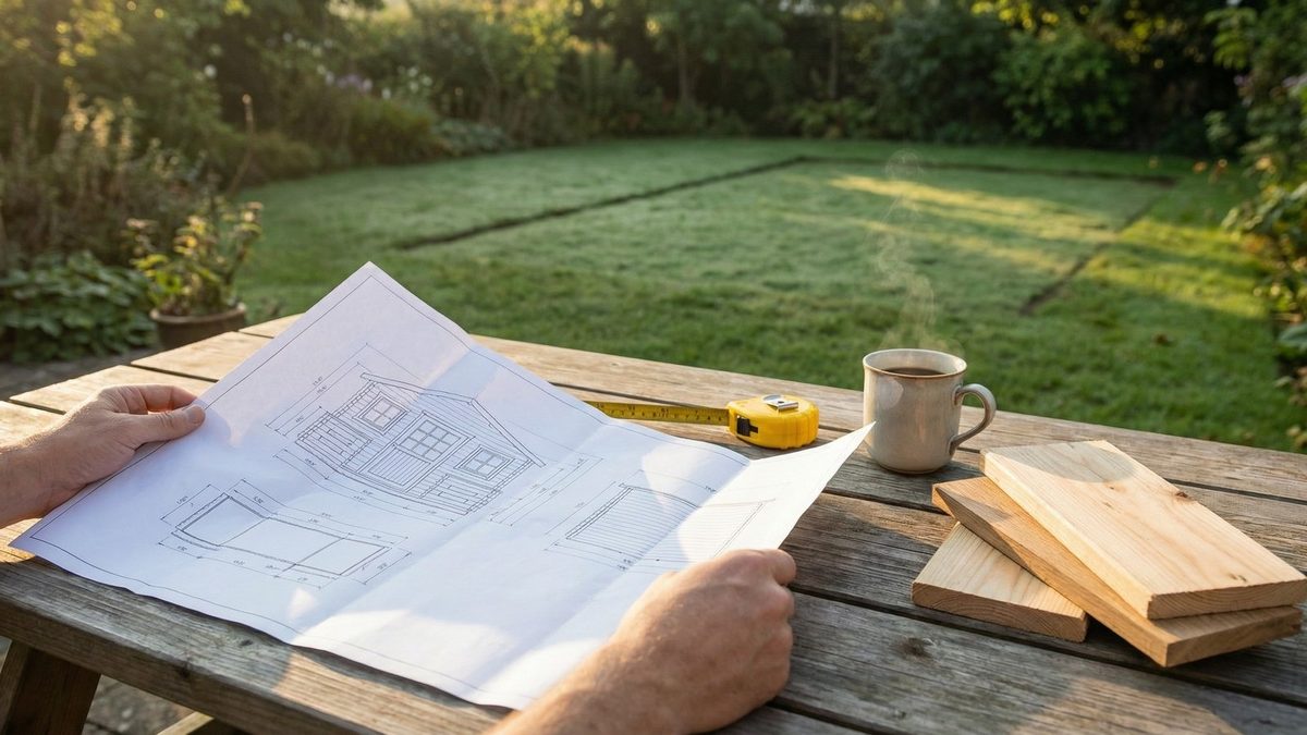 Close-up of log and timber shed wall thickness and tongue-and-groove joints